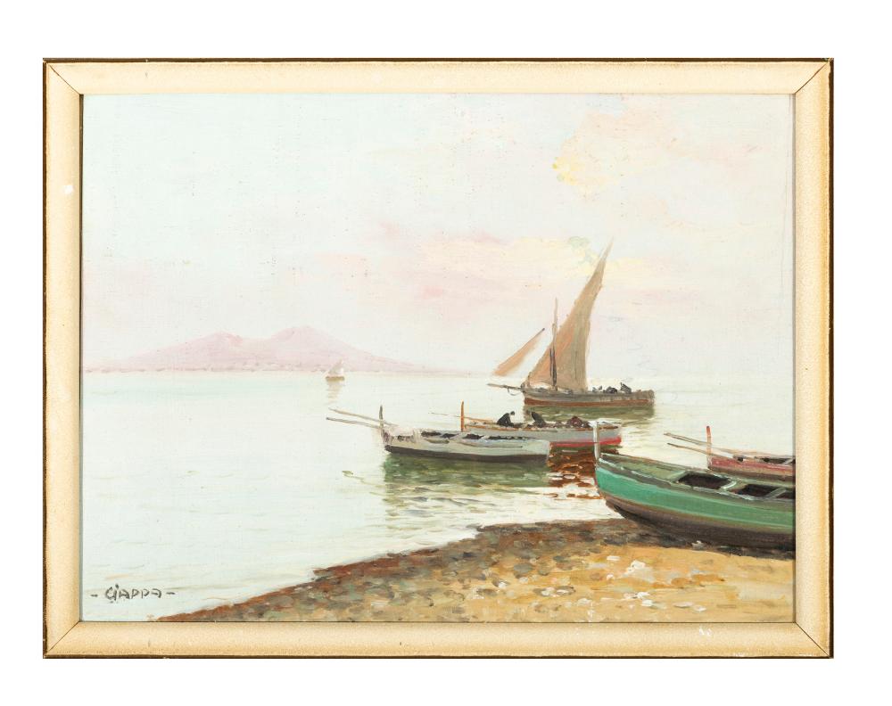 Carlo Ciappa comparable auction result: carlo ciappa italian 1890 1970 fishing boats at dusk oil on canvas 38 5 x 29cm signed