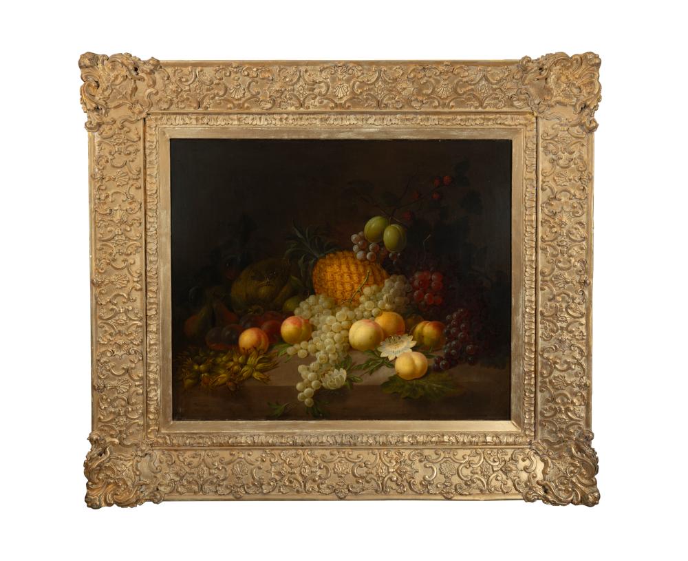 joseph rhodes 1782 1855 still life with a pineapple plums peaches and grapes oil on canvas 62 x 76 cm signed and dated 1852 · Adam's · 2024-08-28 Joseph Rhodes comparable auction result: joseph rhodes 1782 1855 still life with a pineapple plums peaches and grapes oil on canvas 62 x 76 cm signed and dated 1852