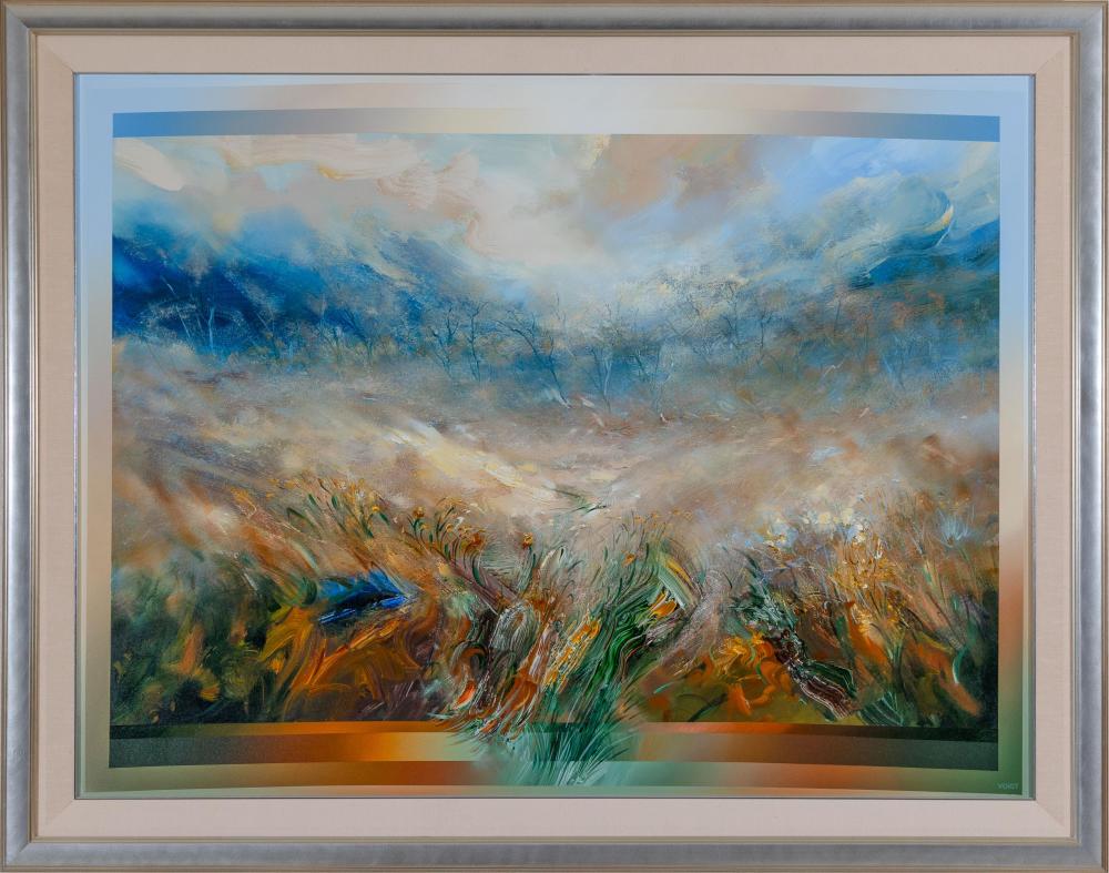 David John Voigt comparable auction result: david john voigt australian 1944 wild grass of the southern range acrylic on canvas 90 x 121 frame size 107 x 140cm