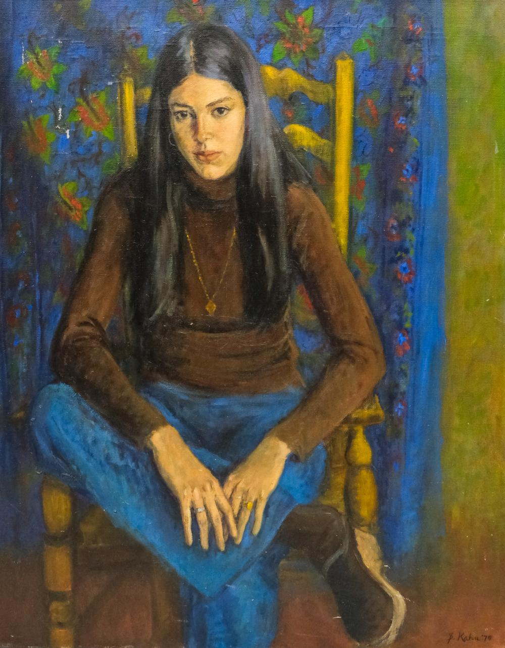 Susan Kahn comparable auction result: susan kahn portrait of a dark haired woman