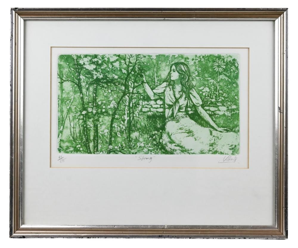 Mary Vickers comparable auction result: mary vickers signed engraving titled spring