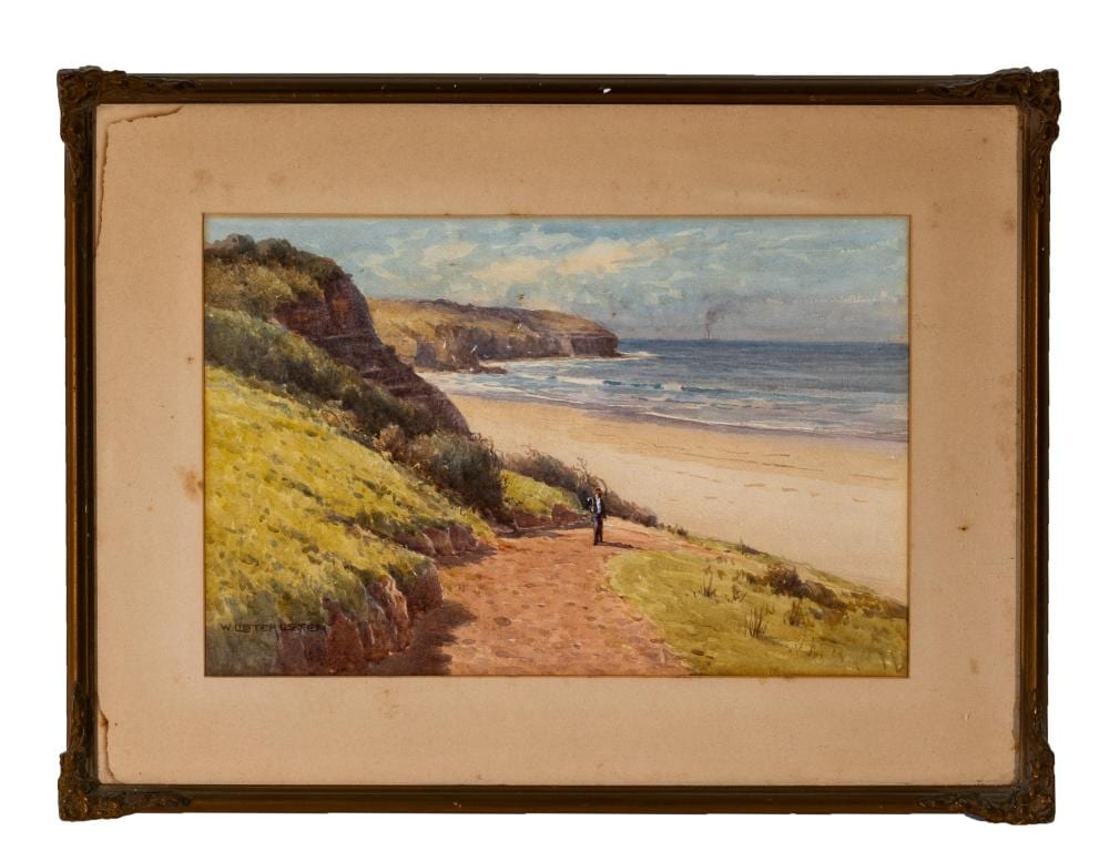 William Lister Lister comparable auction result: william lister lister untitled beach track watercolour 32 x 49cm frame size 52 x 70cm