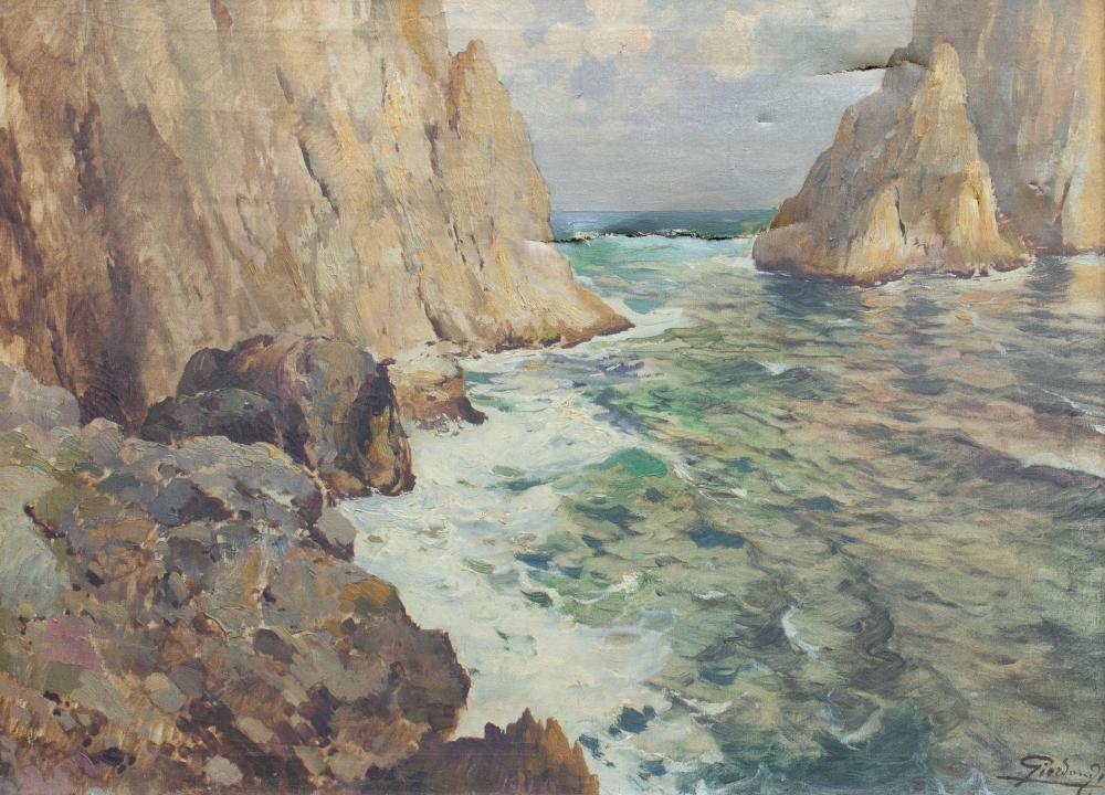 Felice (1880) Giordano comparable auction result: felice giordano oil painting rocky sea scene