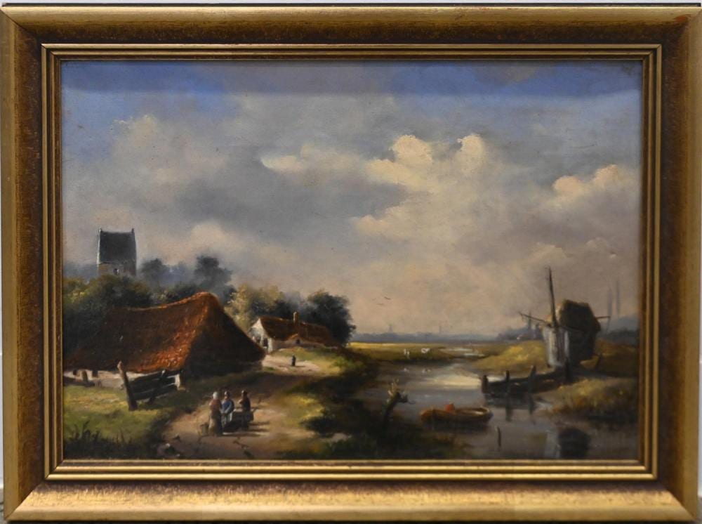 Gerard van der Laan comparable auction result: gerard van der laan dutch school village with windmill 1874