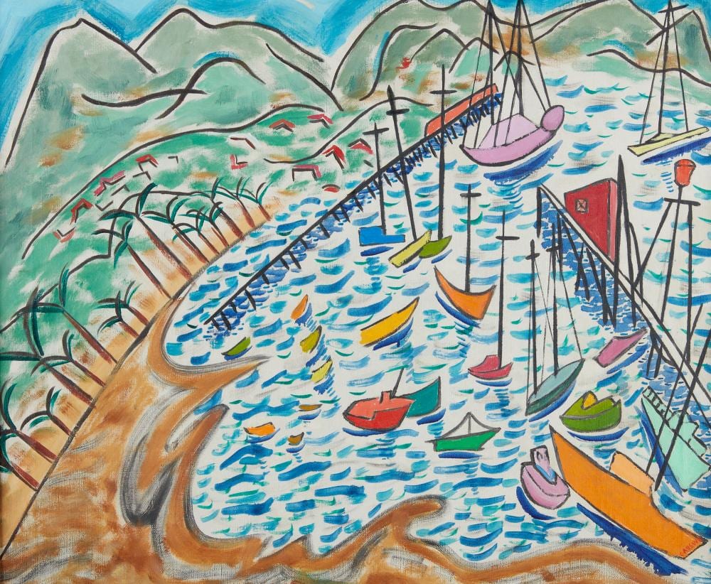 sylvia carewe american 1914 1981 santa barbara harbor oil on canvas 19 1 4 x 23 1 4in 48 5 x 59cm · Andrew Jones Auctions · 2024-08-27 Sylvia Carewe comparable auction result: sylvia carewe american 1914 1981 santa barbara harbor oil on canvas 19 1 4 x 23 1 4in 48 5 x 59cm