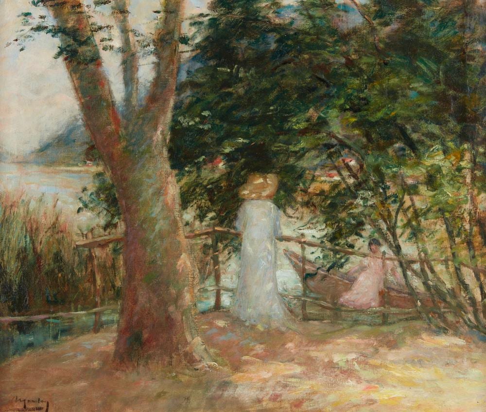 Cydney Grossman comparable auction result: cydney grossman american 1909 1982 springtime on the lake oil on canvas 18 x 22in 46 x 56cm
