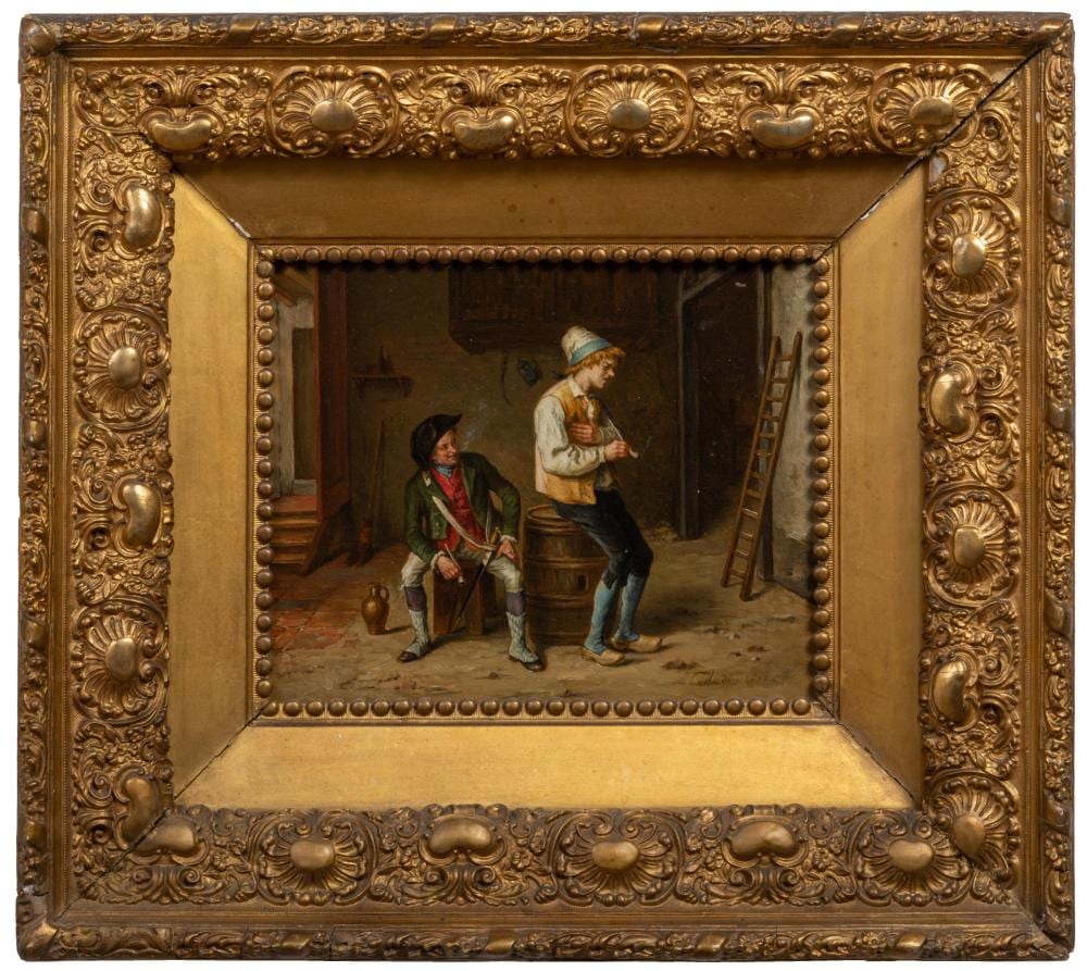 Jean-Baptiste Madou comparable auction result: jean baptiste madou belgian 1796 1877 smokers 1863 h 12 1 2 in w 15 1 4 in framed h 20 in w 22 in