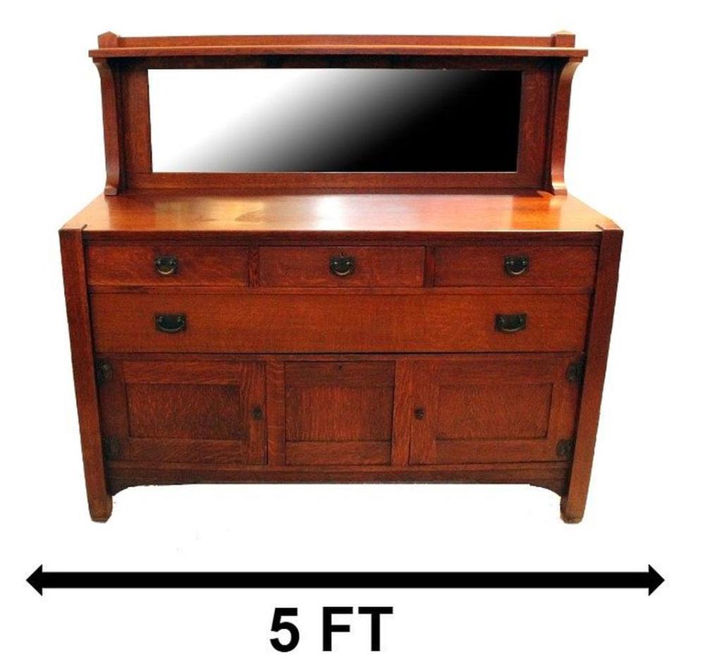 Early 20th Century Stickley Brothers Sideboard with Mirror sold by Sarasota Estate Auction, lot 986 — auction record photograph