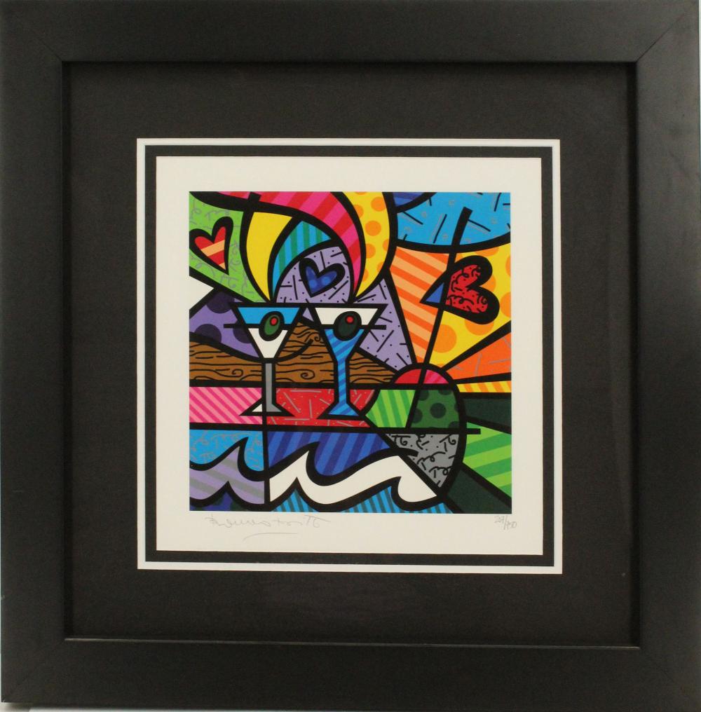Framed pop-art style giclée print of an abstract colorful figure with geometric shapes and bold black outlines.
