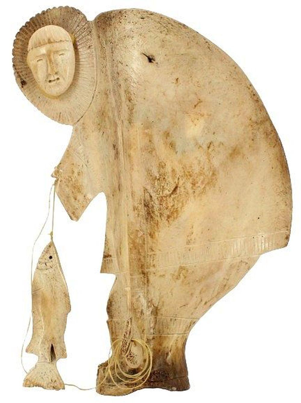 Chivly Chapuk Inuit Hand Carved Scapula Halibut Fisherman Sculpture sold by Sarasota Estate Auction, lot 272 — auction record photograph