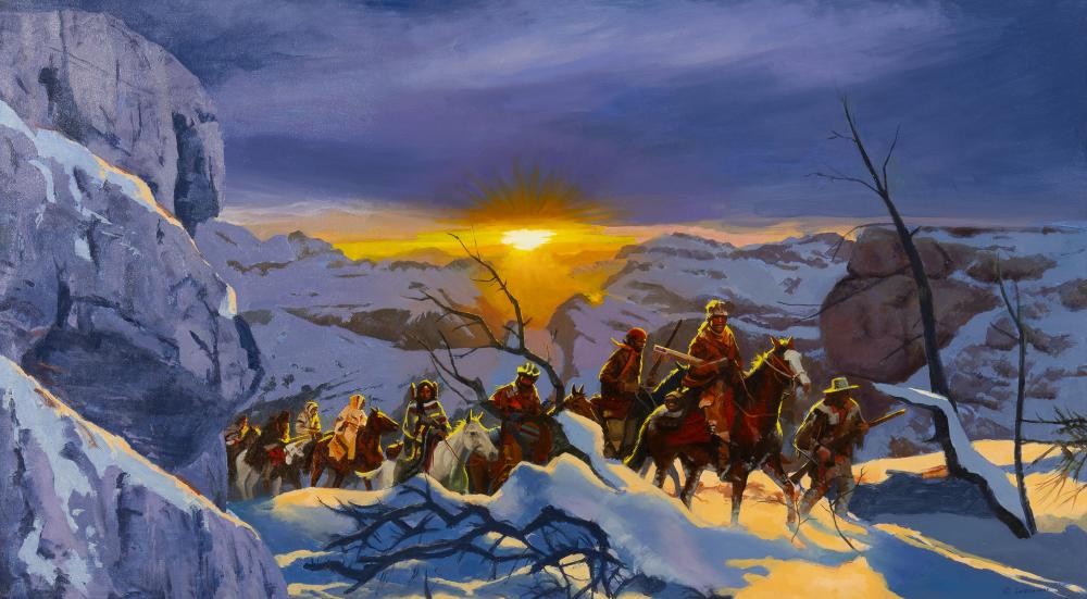 Jim Carson comparable auction result: jim carson 1942 deep winter in the bitterroots 2024