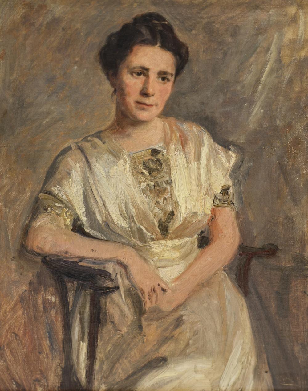 Knud Erik (1865) Larsen comparable auction result: knud erik larsen portrait of alice elizabeth tegner oil
