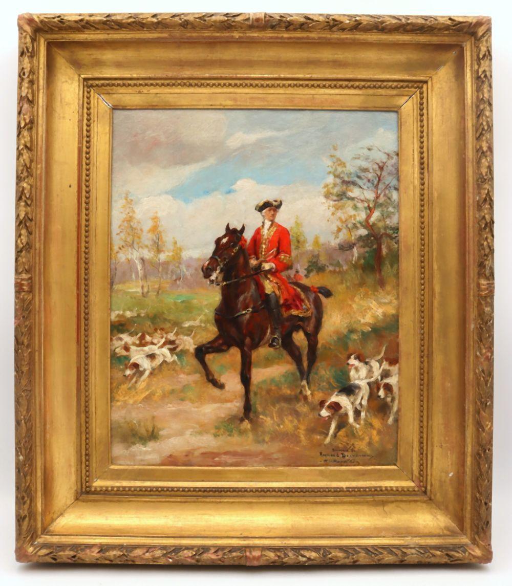 Raymond Desvarreux comparable auction result: raymond desvarreux french 1876 1961 fox hunt oil painting on canvas