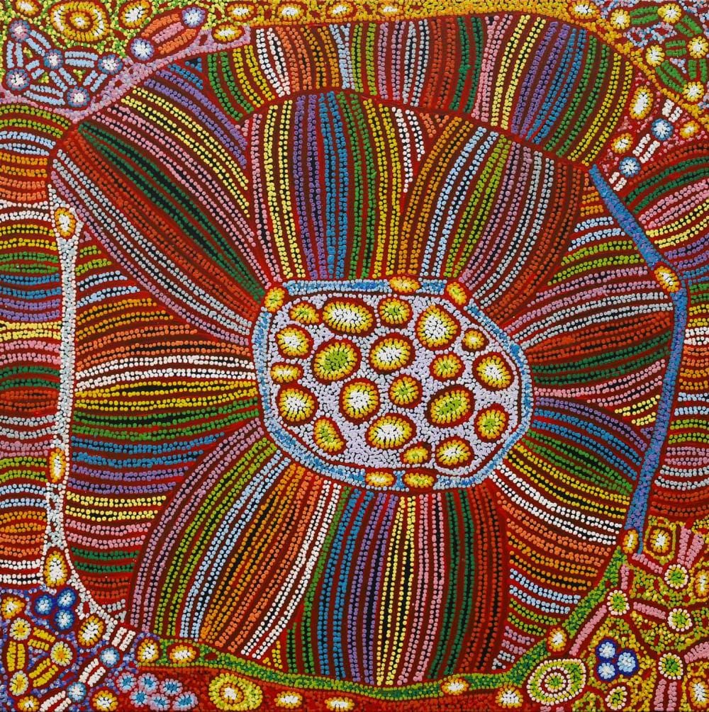 Esther Bruno Nangala comparable auction result: esther bruno nangala marrapinti acrylic on linen 101cm x 101cm