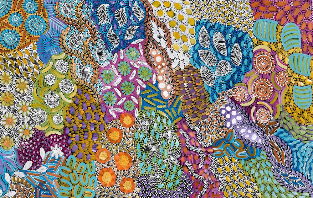Karen Bird Ngale comparable auction result: karen bird ngale 1984 awelye acrylic on canvas 154 x 97 x 3 cm ready to hang signed verso with certificate of authenticity including signing photos