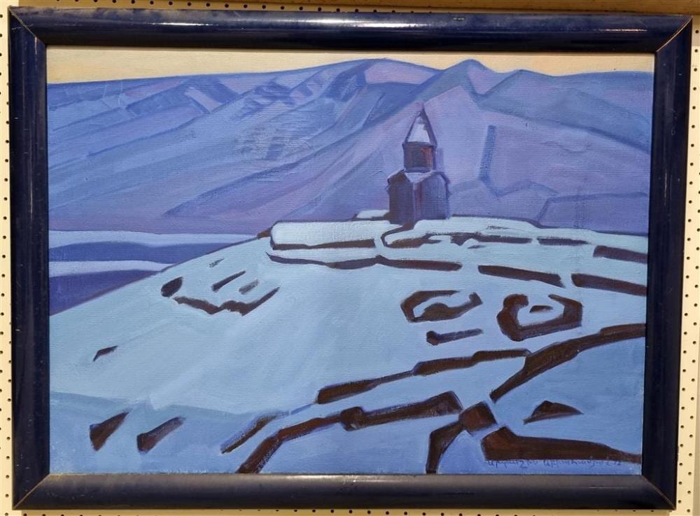 Artashes Abraamyan comparable auction result: artashes abraamyan armenian 1921 chapel on a mountain top armenia 1972 oil on canvas signed and dated lower right 57 x 80