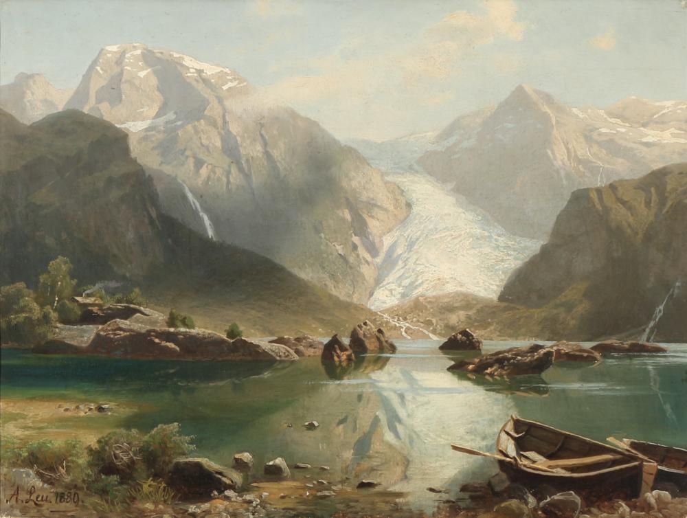 August (1819) Leu comparable auction result: august wilhelm leu 1819 1897 mountain lake with rowing boats 1889