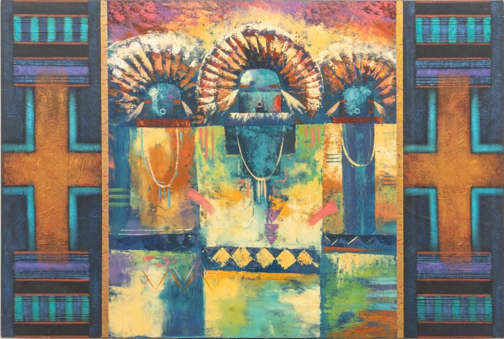 Poteet Victory comparable auction result: poteet victory native american mixed media on canvas h 40 w 60