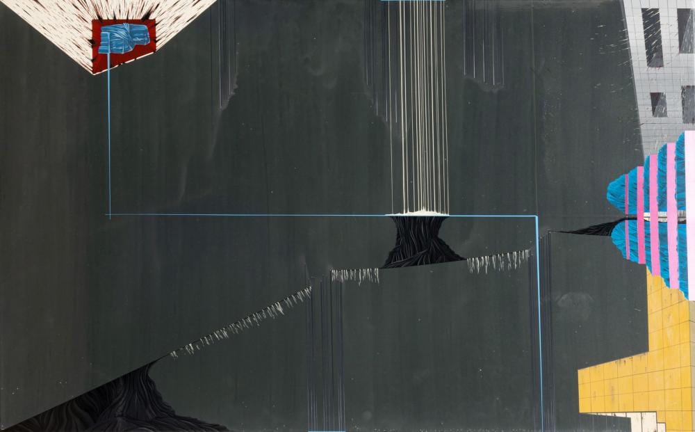 jay davis american b 1975 acrylic on vinyl 2001 untitled h 36 w 58 · DuMouchelles · 2024-09-13 Jay Davis comparable auction result: jay davis american b 1975 acrylic on vinyl 2001 untitled h 36 w 58