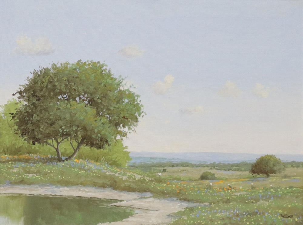 Jerry Ruthven comparable auction result: jerry ruthven tx b 1947 painting hill country wildflowers 18 x 24