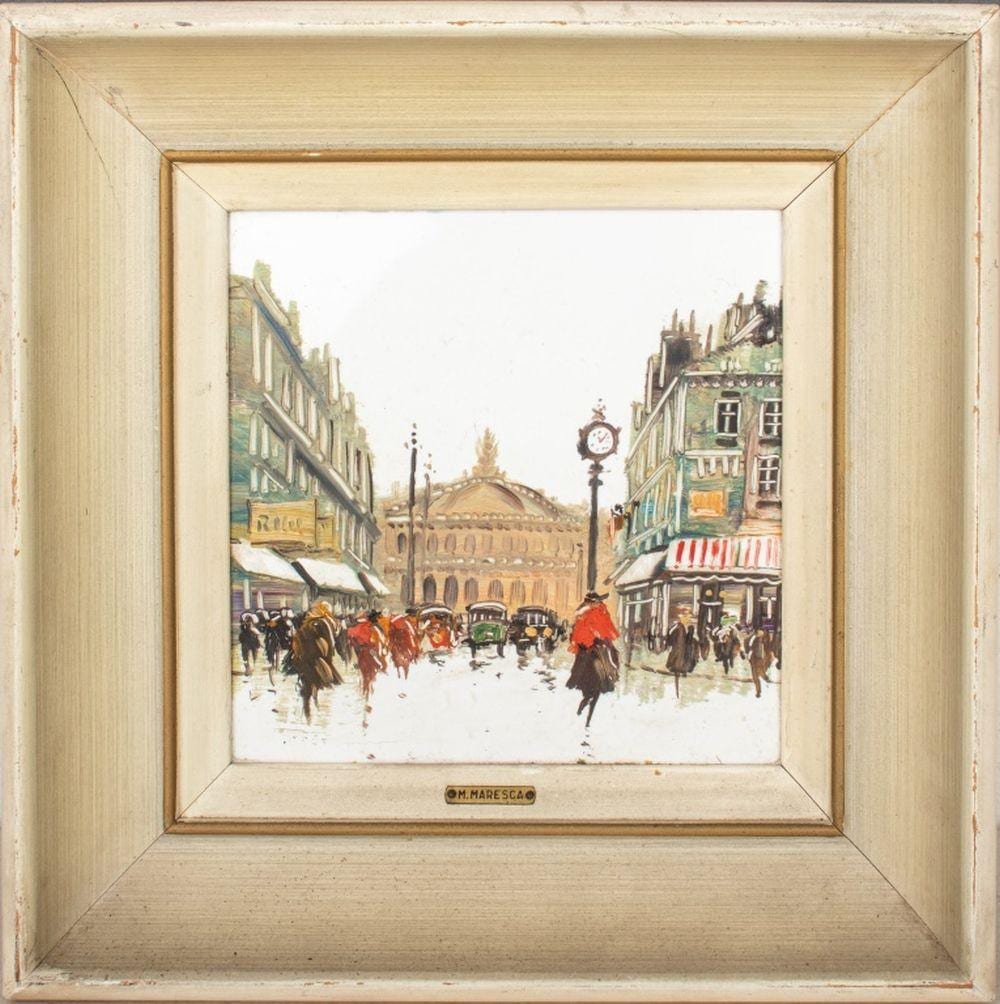 mario maresca a street in paris oil on tile · Auctions at Showplace · 2024-09-17 Mario Maresca comparable auction result: mario maresca a street in paris oil on tile