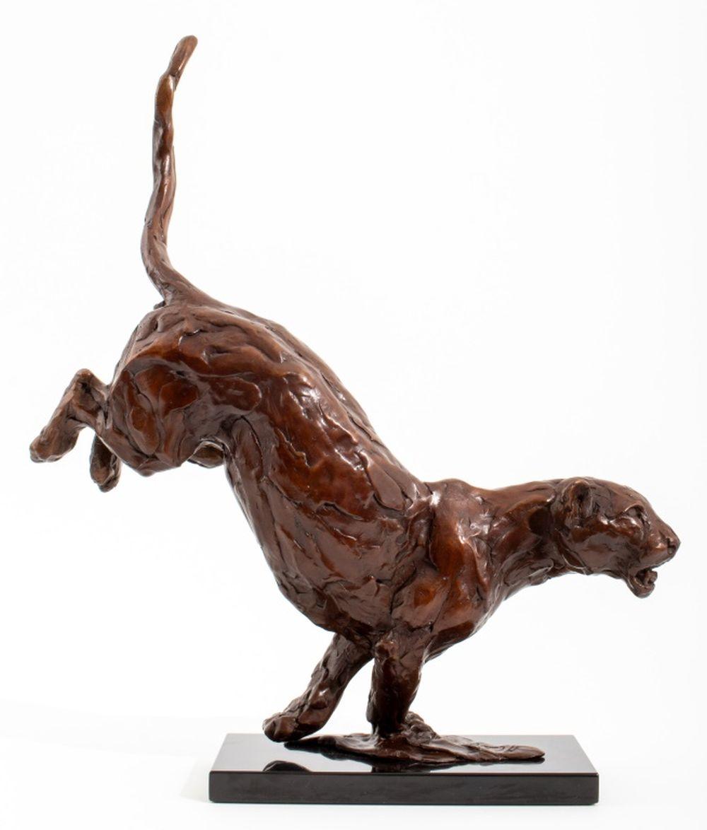 Mark Coreth comparable auction result: mark coreth leopard landing bronze sculpture
