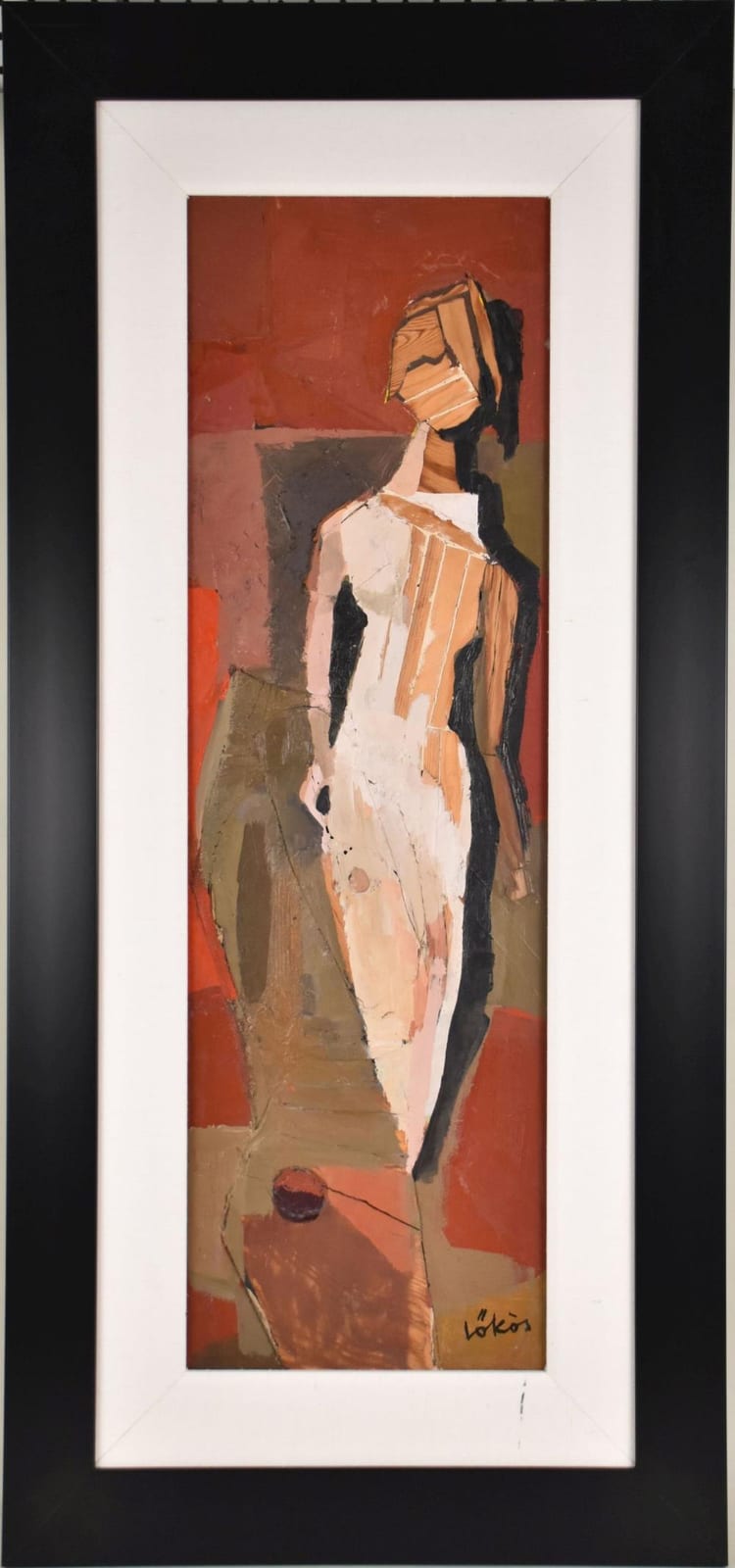 Stefan Lokos comparable auction result: stefan lokos american mexico hungarian 1913 1994 figural collage oil and wood female in white 36 x 11 1 2 inches overall size 48 x 23 inches signed lokos
