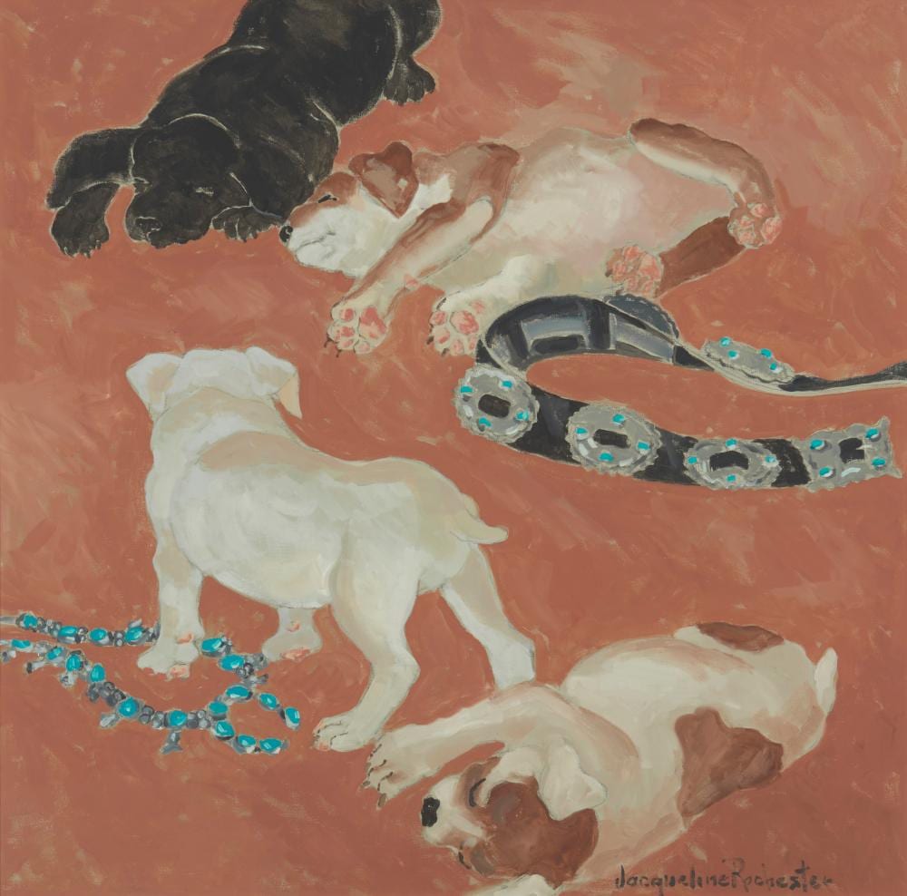 Jacqueline Rochester comparable auction result: jacqueline rochester 1924 2010 dogs with navajo silver and turquoise belts
