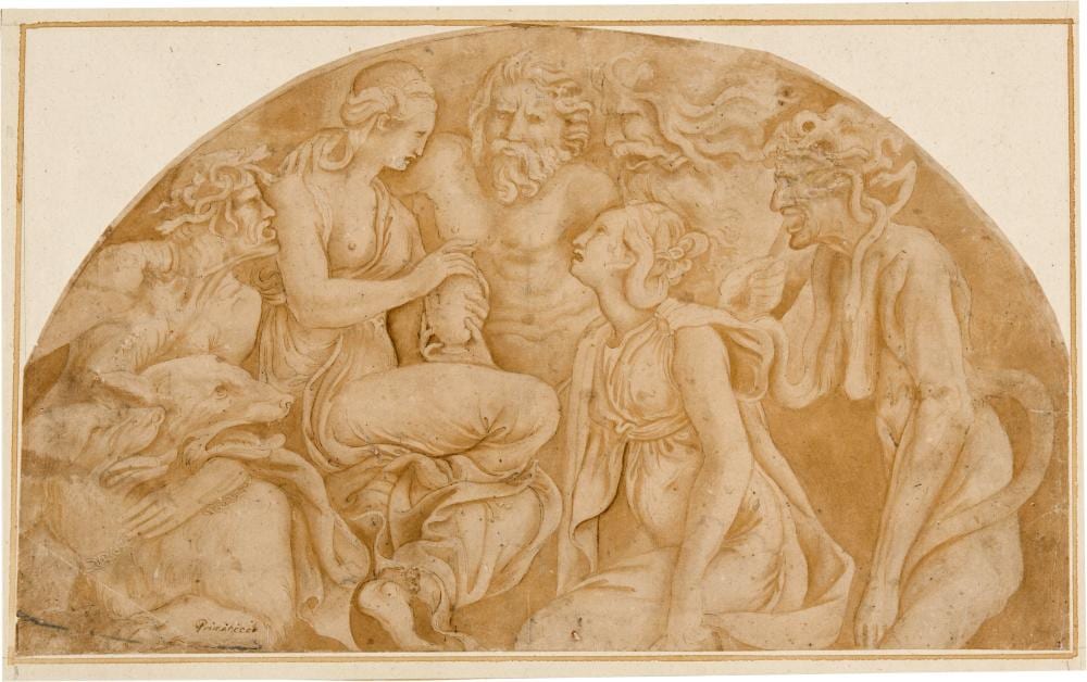Giulio Romano comparable auction result: giulio romano giulio di pietro de gianuzzi zugeschrieben psyche empf ngt die vase mit der sch nheit von proserpina