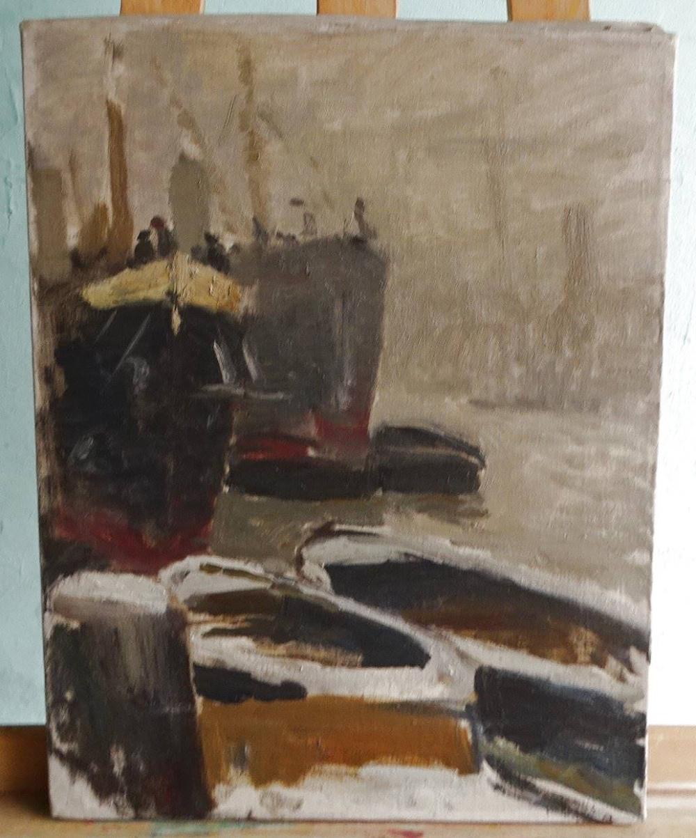 Fritz Voellmy comparable auction result: fritz voellmy 1863 1939 hamburger hafen mit gutachten einer kunsthistorikerin unsigniert nachlass l leinern 46x36 cm