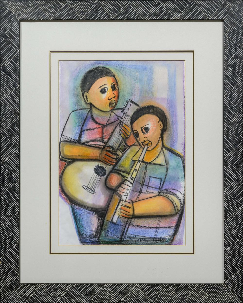 Godfrey Ndaba comparable auction result: godfrey ndaba sa 20th c mixed media musicians signed 51 x 35