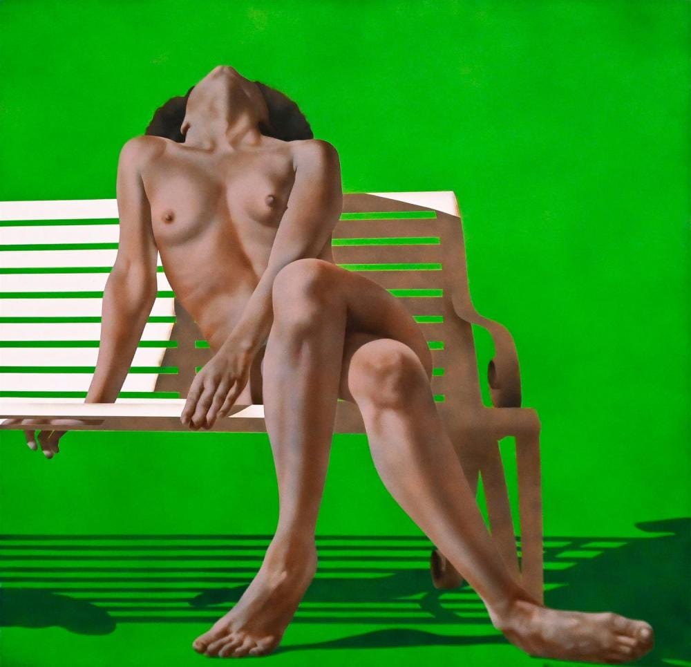 Wesley Walters comparable auction result: wes walters lady on park bench 1975