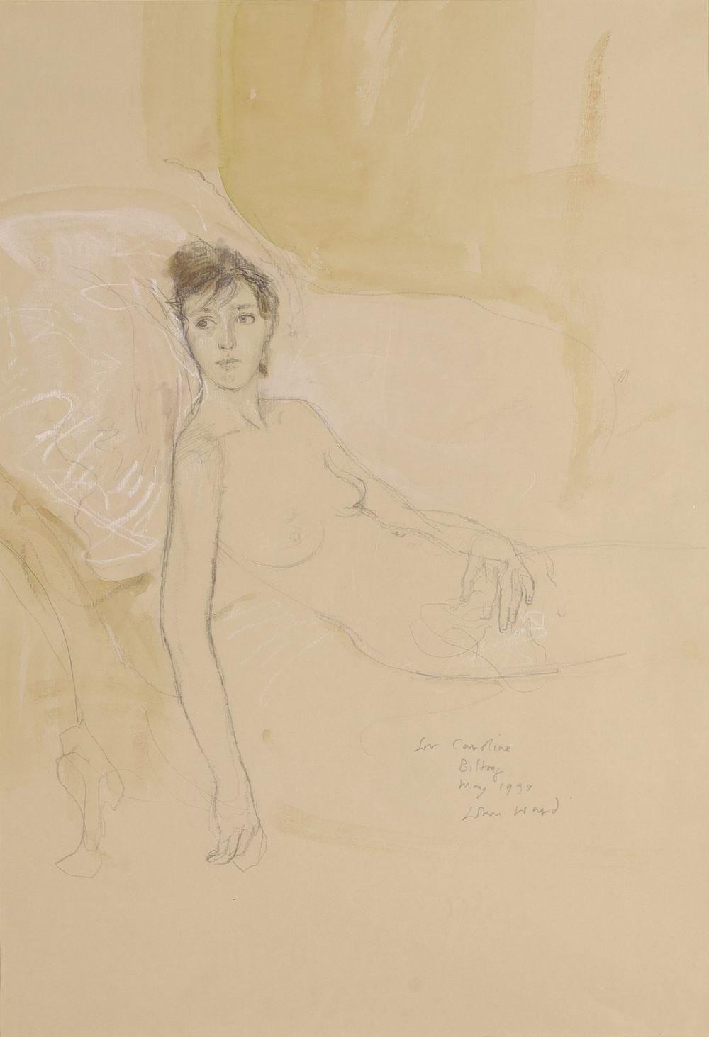 John Stanton Ward comparable auction result: john stanton ward reclining female nude c 1990