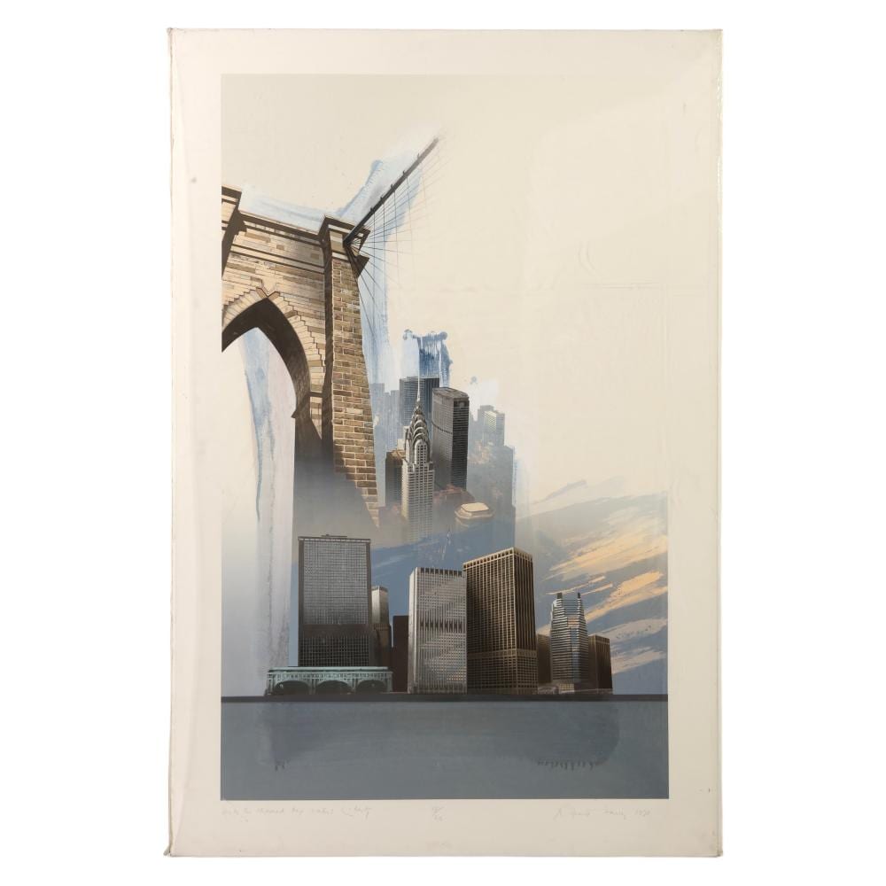 Richard Davies comparable auction result: richard davies b 1944 le brooklyn bridge signed