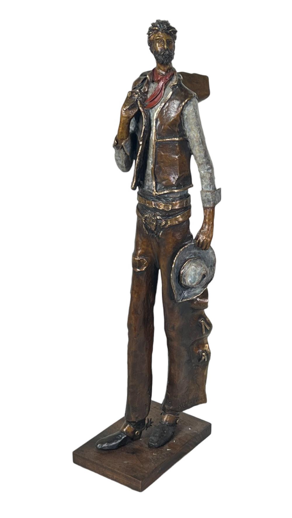 DAVID ADICKES COWBOY BRONZE SCULPTURE sold by Lewis & Maese Antiques & Auctions, lot 179 — auction record photograph