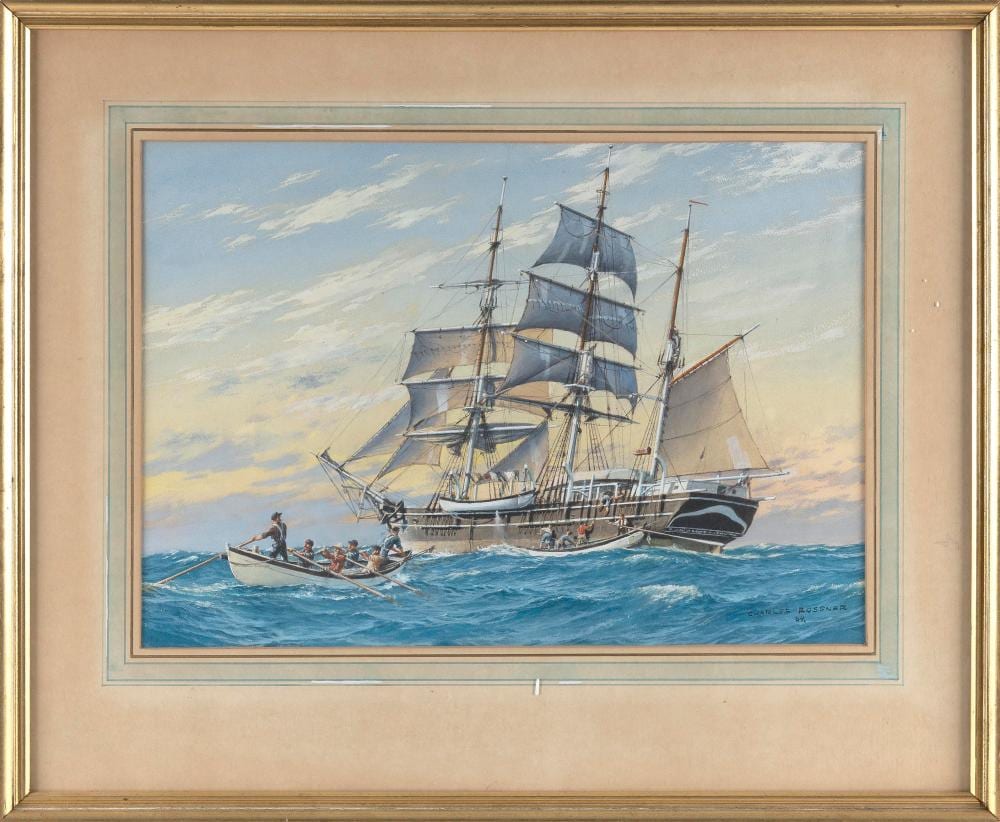charles rosner new york germany 1894 1975 whaleboats leaving a whaleship mixed media on paper 13 x 18 75 sight framed 21 25 x 26 25 · Eldred's · 2024-09-13 Charles Rosner comparable auction result: charles rosner new york germany 1894 1975 whaleboats leaving a whaleship mixed media on paper 13 x 18 75 sight framed 21 25 x 26 25
