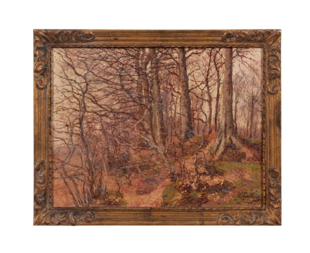 Joseph Caron comparable auction result: joseph caron winter landscape oil on board