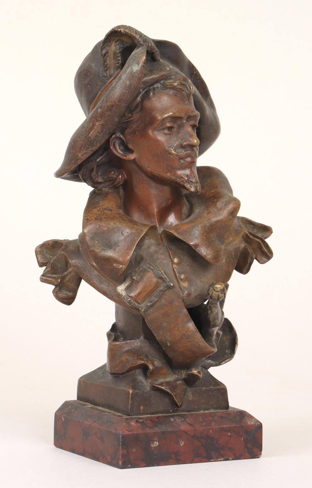 Charles Vital-Cornu comparable auction result: charles vital cornu french 1851 1927 bust of musketeer bronze with brown patina