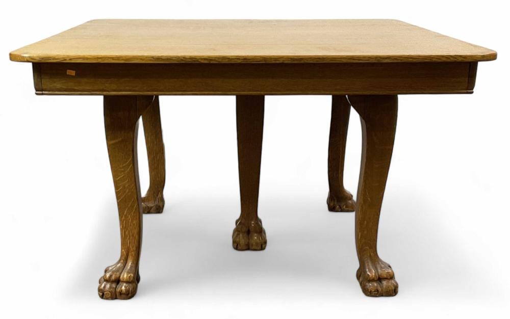 Antique Oak Wood Claw Foot Dining Table sold by EJ'S Auction & Appraisal, lot 2208 — auction record photograph