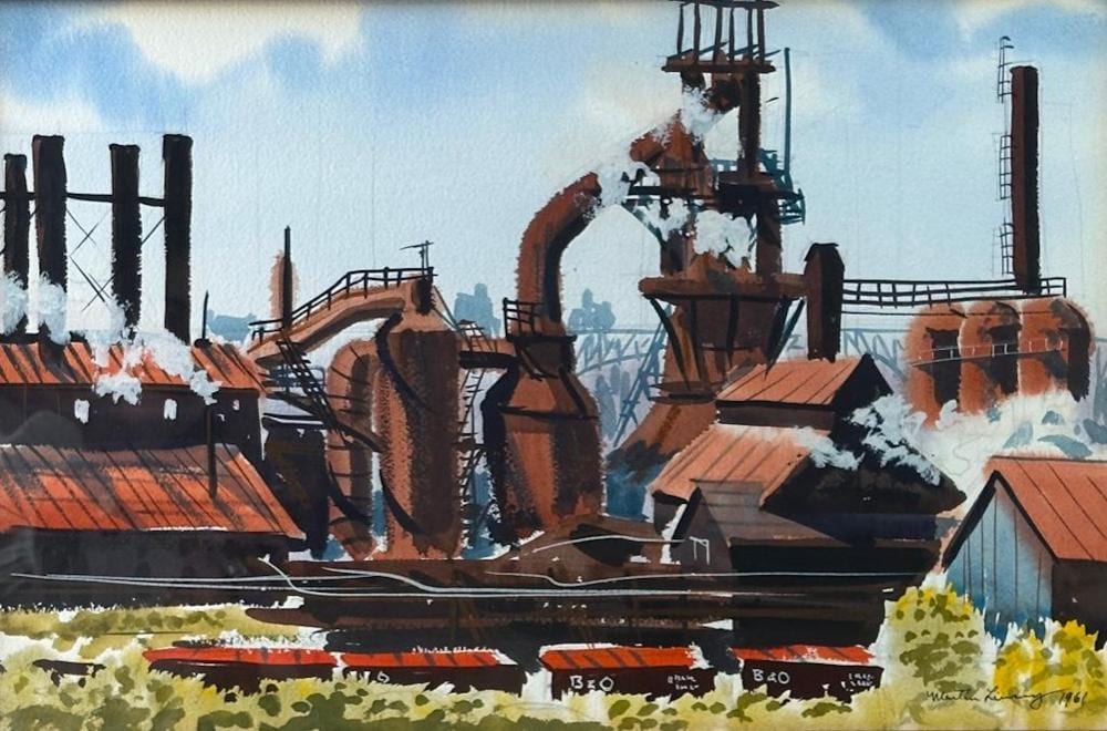 Martin Linsey comparable auction result: martin linsey watercolor cleveland steel mills