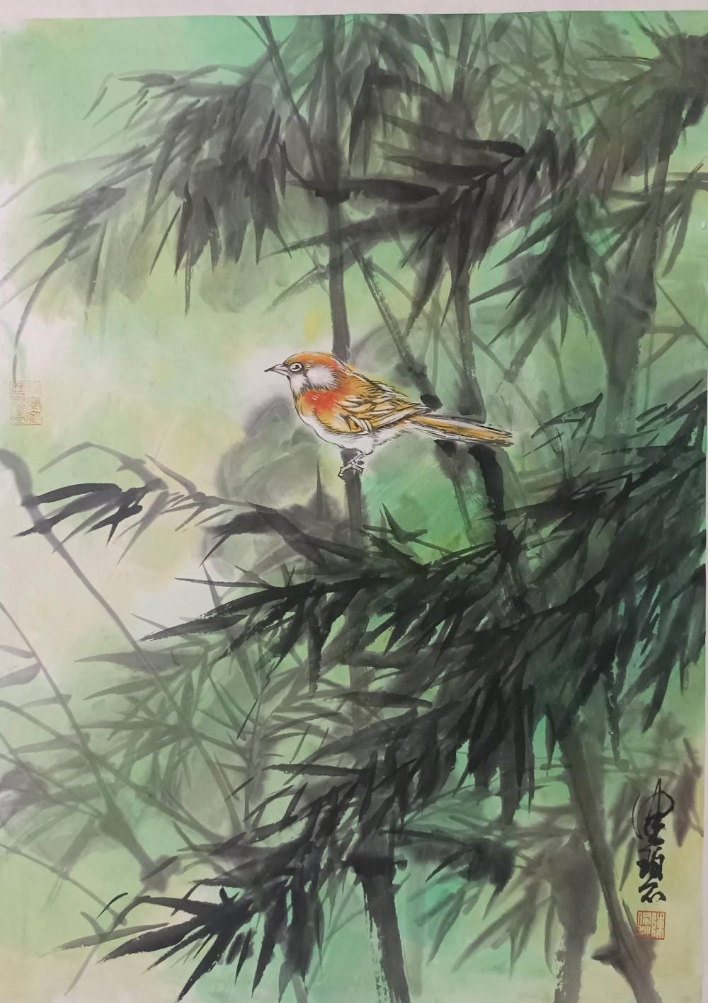Peiqiu Chen comparable auction result: chen peiqiu flowers and birds hanging scroll