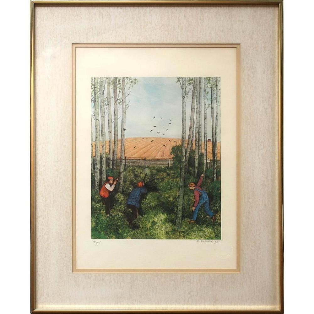 William Kurelek comparable auction result: william kurelek canadian 1927 1977 hunting from the sports folio 1977