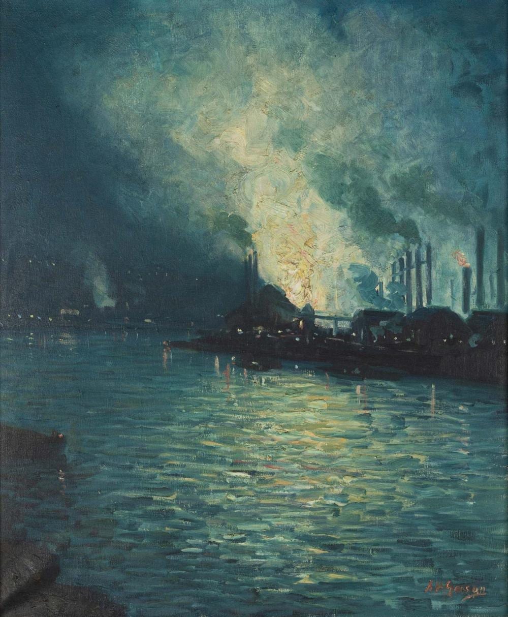 Aaron Harry Gorson comparable auction result: aaron harry gorson american 1872 1933 pittsburgh steel mill nocturne