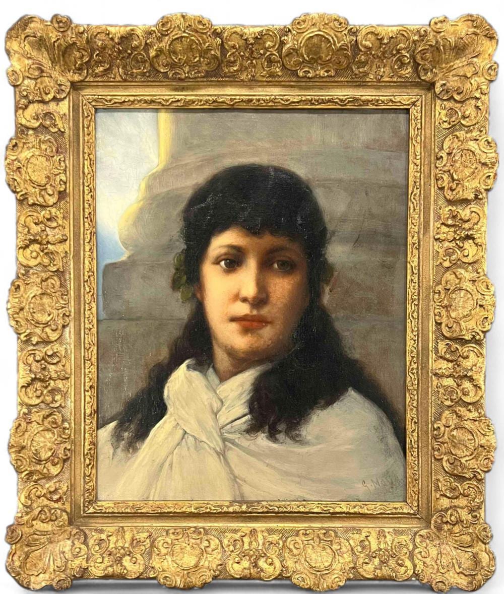 Gabriel Von Max Portrait (Czech, 1840-1915), Portrait Of A Woman, Oil On Canvas sold by Clark's Auction Company, lot 152 — auction record photograph