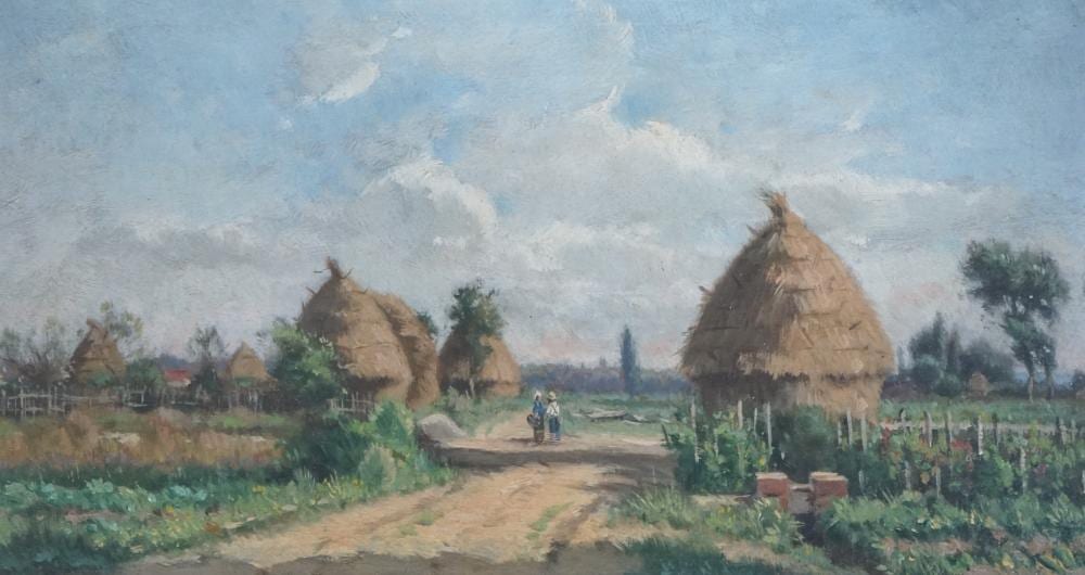 Adrien Jacques Sauzay comparable auction result: adrien jacques sauzay french 1841 1928 figures in a landscape with haystacks oil on panel 16 x 28cm