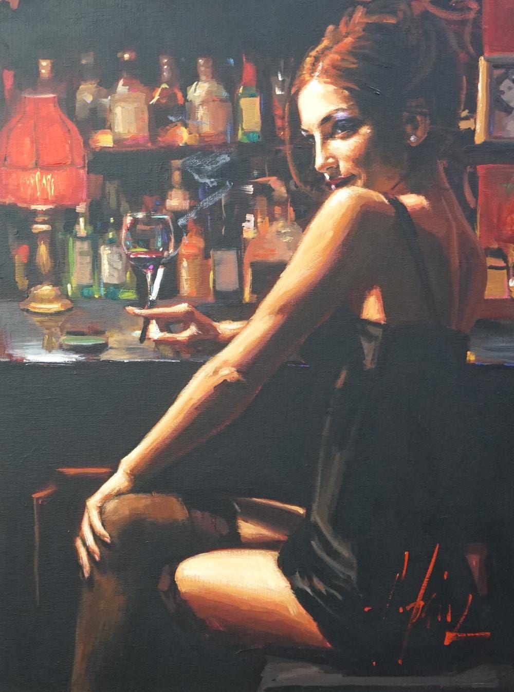 Fabian Perez (Argentinian, b.1967), 'Marissa III', oil on canvas, 60 x 45cm sold by Gorringes, lot 205 — auction record photograph