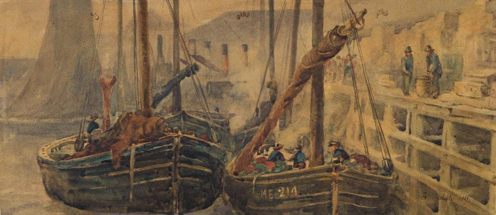 Thomas Pollock Anshutz comparable auction result: thomas anshutz 1851 1912 delaware river dock scene philadelphia