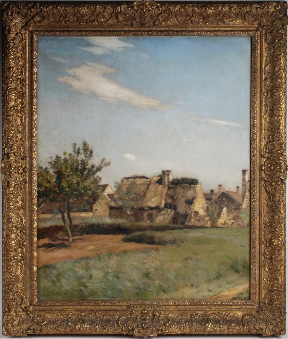 Jean-Charles Cazin comparable auction result: jean charles cazin french 1841 1901 rural french village scape oil on canvas
