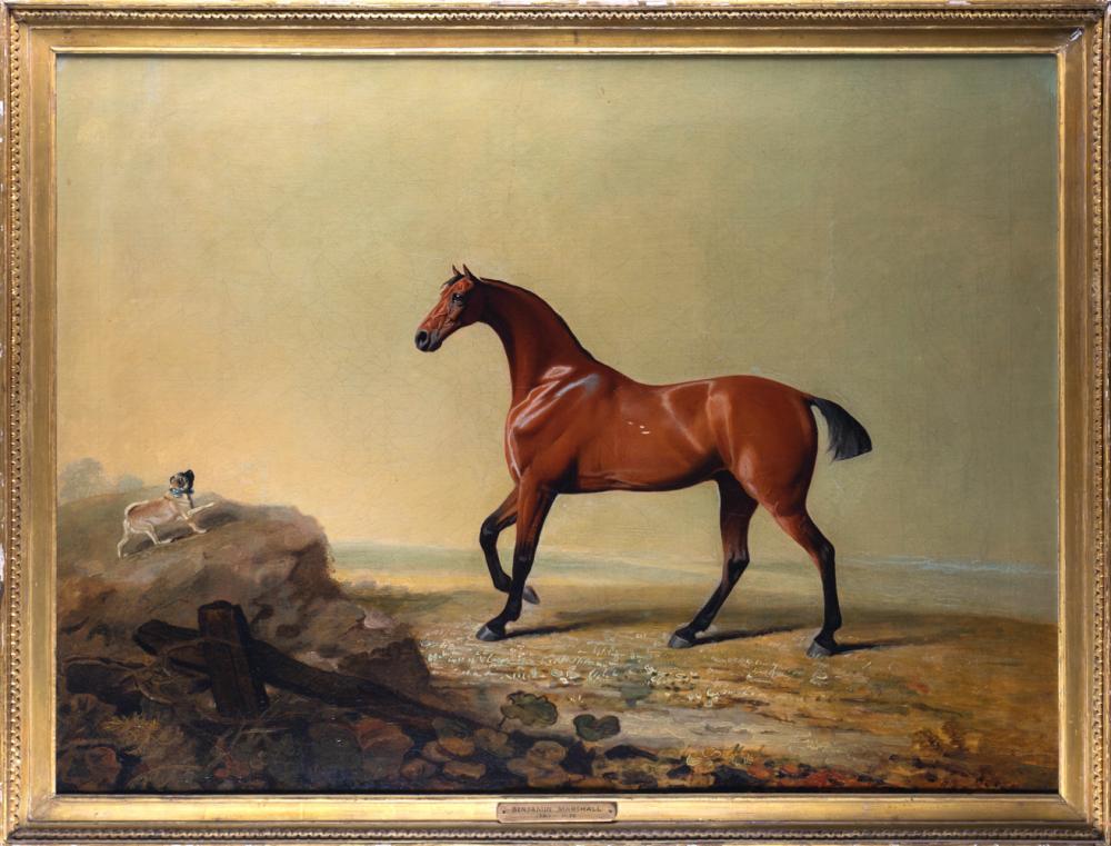 Benjamin Marshall comparable auction result: benjamin marshall 1768 1835 a bay hunter with a pug