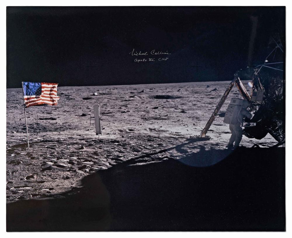 Michael (1936) Collins comparable auction result: michael collins signed photo of neil armstrong on the moon